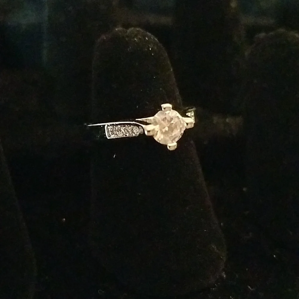 Rhinestone Faux Diamond Cocktail Silver Ring Size 7
